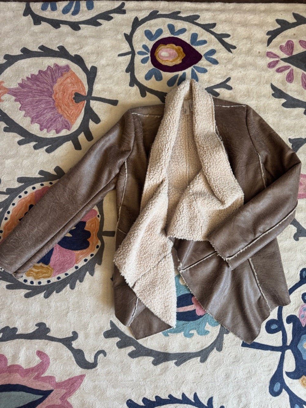 Forever 21 Brown Faux Sherpa  Jacket with Cream Sherpa Lining